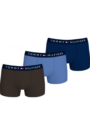 Tommy Hilfiger 3p Trunk UM0UM03180-0X0 Ανδρικά μπόξερ Σετ 3 τεμαχίων, DARK COFFEE/LINCOLN BLUE/DES SKY